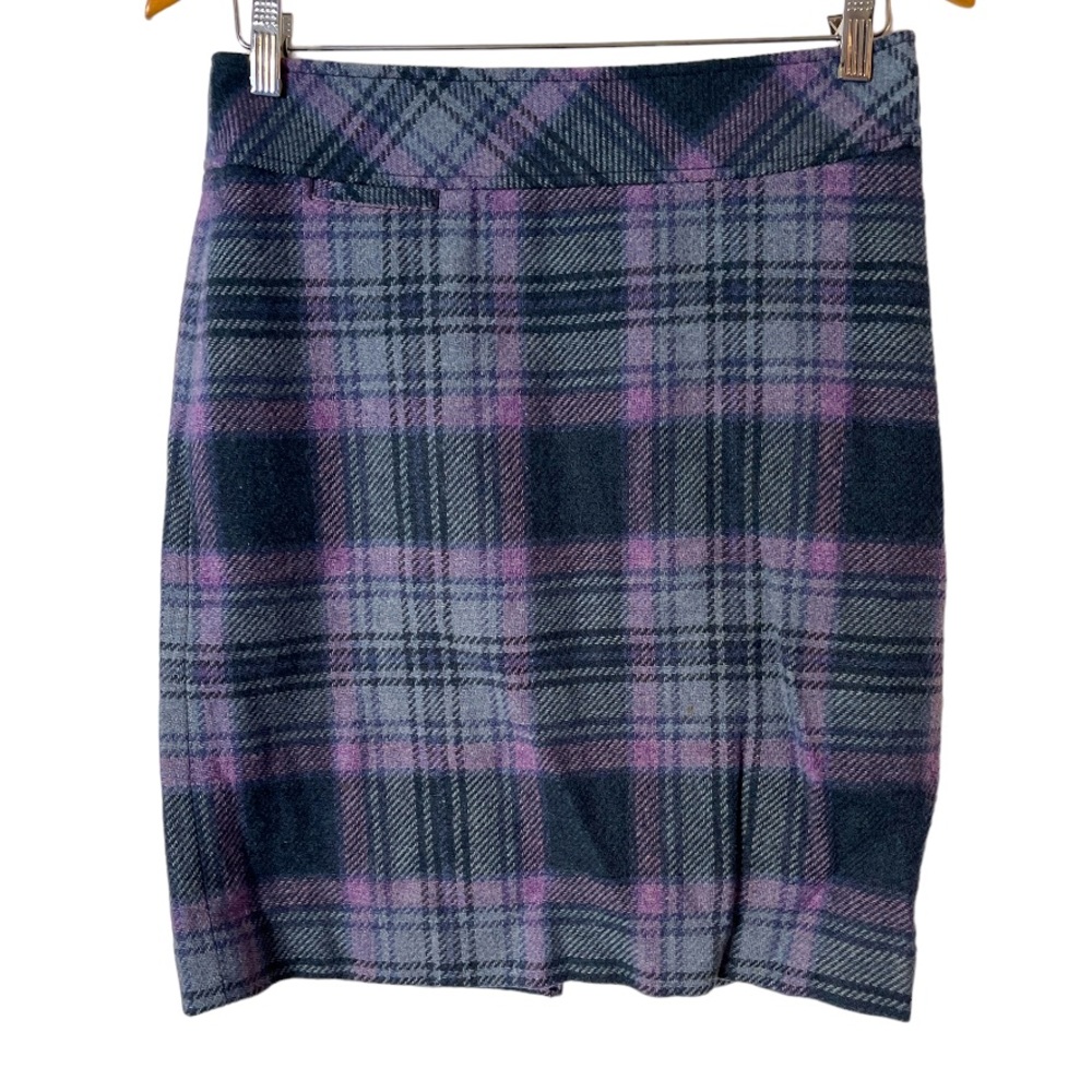 L.L. BEAN lavender purple tartan plaid wool blend‎ pencil skirt